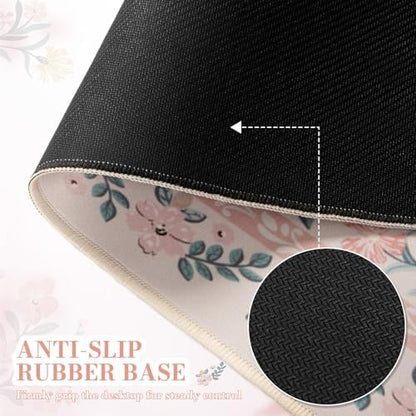 iCasso Desk Mat,Mouse Pad for Office Desk,35.4x15.7in,Pink Floral