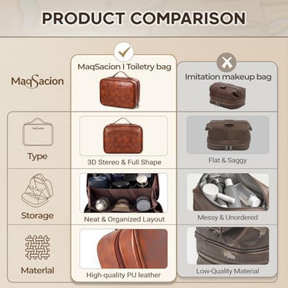Travel Gifts Toiletry Bag for Men, PU Leather Toiletries Travel Bag