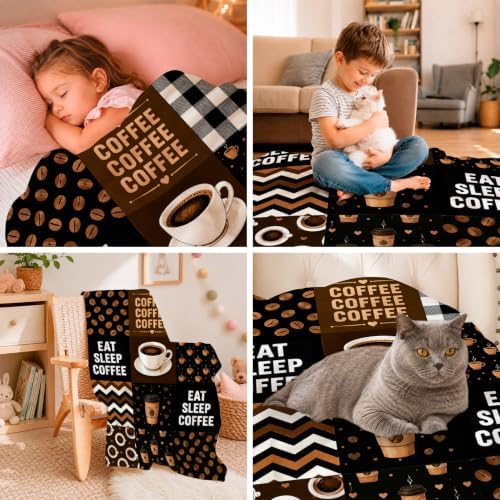 Coffee Blanket Cafe Gifts for Drinks Lover Throw Blanket Coffee Cup