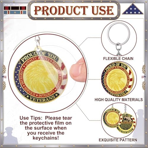 48 Pcs Veterans Keychains Gifts Military Keychain Accessories Thank