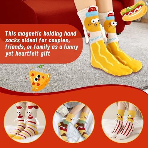 Magnetic Novelty Socks - 4 Pairs of Hands Holding Hands Silly Socks