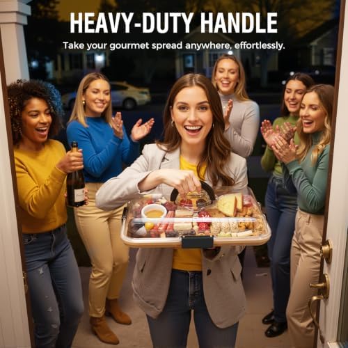 Renmxj Portable Charcuterie Boards with Lid, Cheese, Veggie & Snack