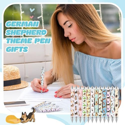 Dispowreath 12 Pcs German Shepherd Dog Retractable Ballpoint Pens
