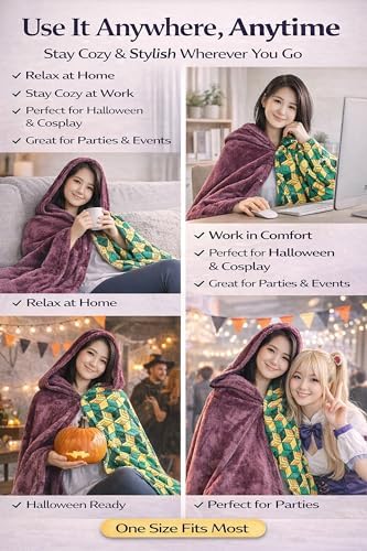 Hooded Wearable Blanket Hoodie Cosplay Cloak Shawl Wrap Nap