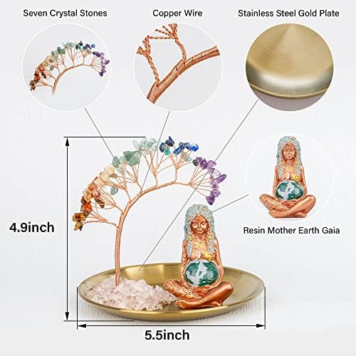ZenBless 7 Chakra Healing Crystal Tree Ceramic Mother Earth Decor