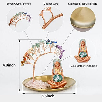 ZenBless 7 Chakra Healing Crystal Tree Ceramic Mother Earth Decor