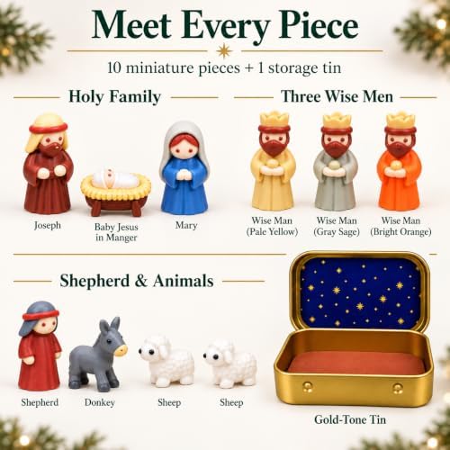 Mini Nativity in a Tin Box, Mini Nativity Set, Pocket Nativity