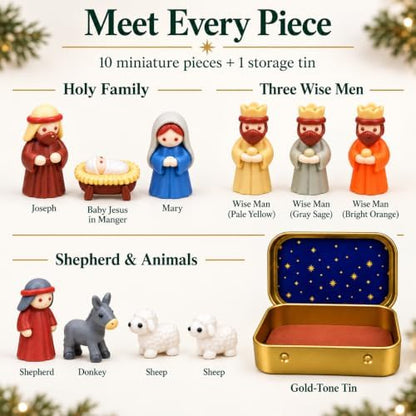 Mini Nativity in a Tin Box, Mini Nativity Set, Pocket Nativity