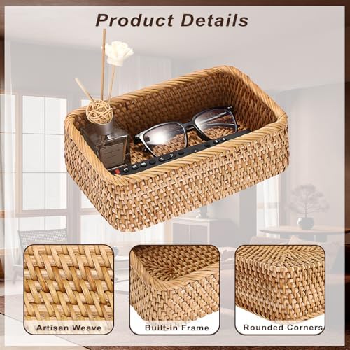 BTSKY Small Remote Basket for Coffee Table Entryway Living Room