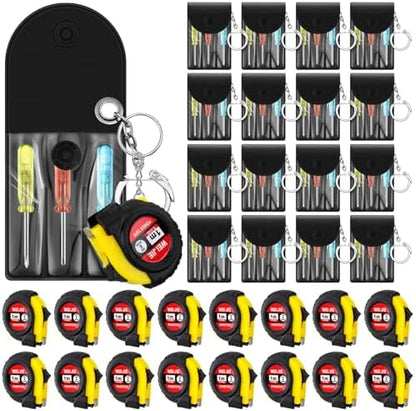 Jutom 32 Pcs Mini Tape Measure Screwdriver Keychain Set Bulk