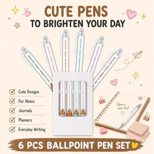 6 Pcs Emotional Support Dumpster Fire Pen Set – Funny Office Pens for
