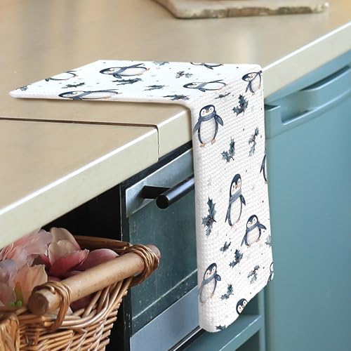 Winter Penguin Kitchen Towels Penguin Christmas Dish Towels, Winter