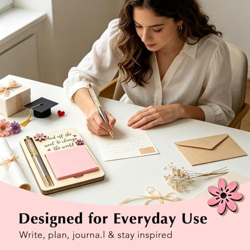 Crystal Pen Gift for Women, Inspirational Desk Pen with Rose Quartz