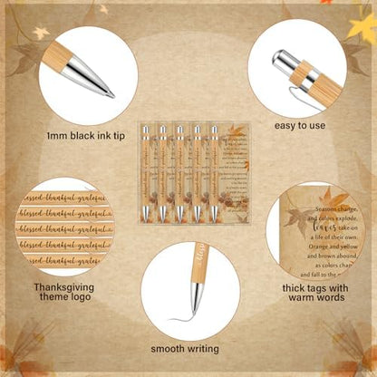 Epakh 50 Sets Thanksgiving Gifts Bulk, Fall Pens with Cards, Retro