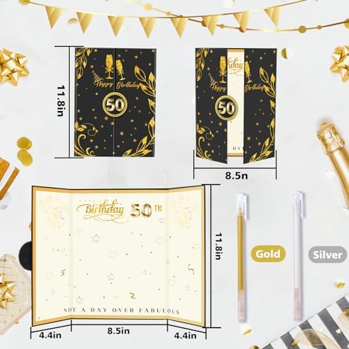 50th Birthday Guest Book Black Gold Party Decorations