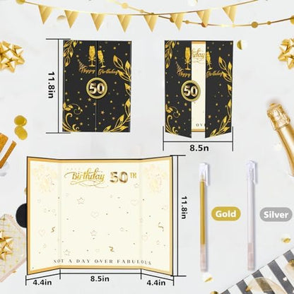 50th Birthday Guest Book Black Gold Party Decorations