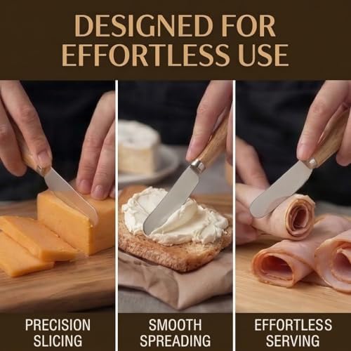 Small Cream Cheese Spreader Knives Set,Wooden 5in,Stainless Steel