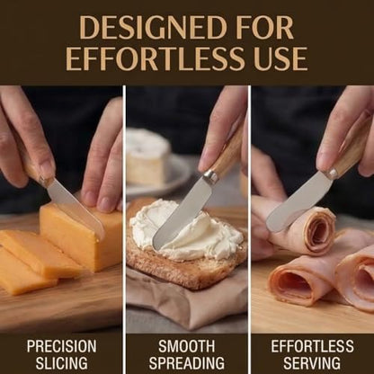 Small Cream Cheese Spreader Knives Set,Wooden 5in,Stainless Steel