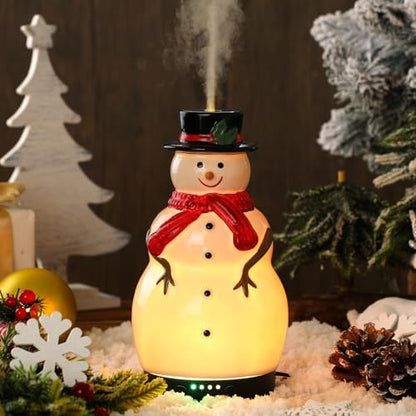 Rossesay Christmas Essential Oil Diffuser, 120ml Ceramic Snowman