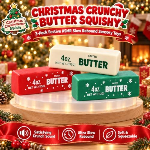 3PCS Christmas Crunchy Butter Squishy Pack, ASMR Fidget Sensory Toys