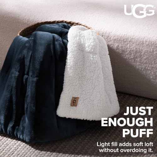 UGG Nita Throw Blanket, Reversible Plush Fleece, 50" x 70", Navy Blue