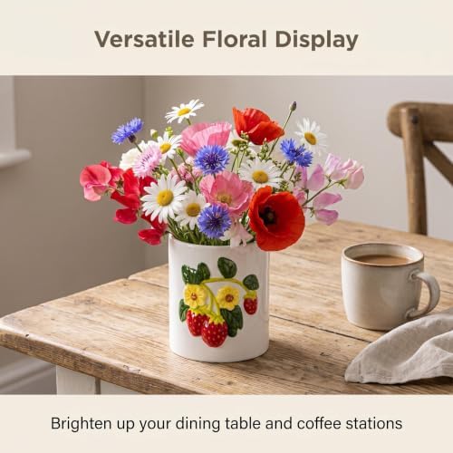 dgudgu Strawberry Kitchen Utensil Holder for Countertop Ceramic