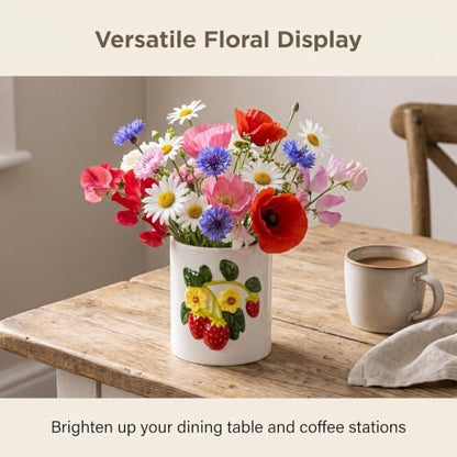 dgudgu Strawberry Kitchen Utensil Holder for Countertop Ceramic