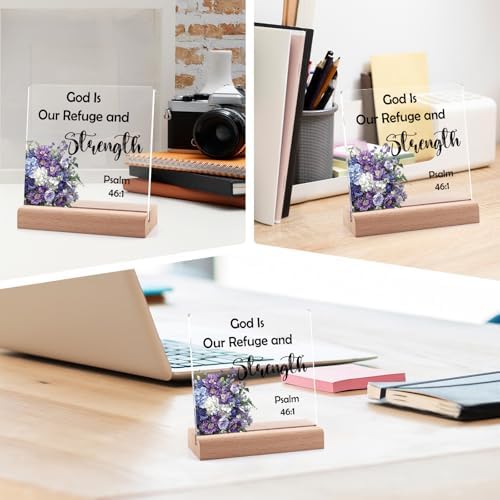Bible Verse Quotes Desk Decor for Office Home Acrylic Sign With Wooden