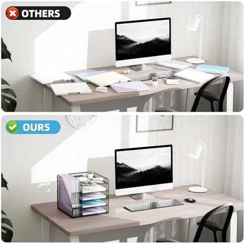 Marbrasse Desk Organizers and Accessories, 5-Tier Paper Letter Tray