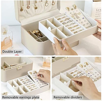 KAMIER Jewelry Organizer,2 Layer Jewelry Organizer Box for Earrings