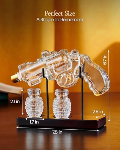Kollea Novelty Whiskey Decanter Gift Set with 2 Grenade Glasses