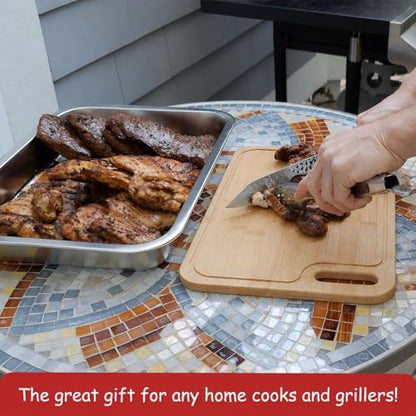Geesta Grilling Prep and Serve Tays, Stainless Steel Large Capacity