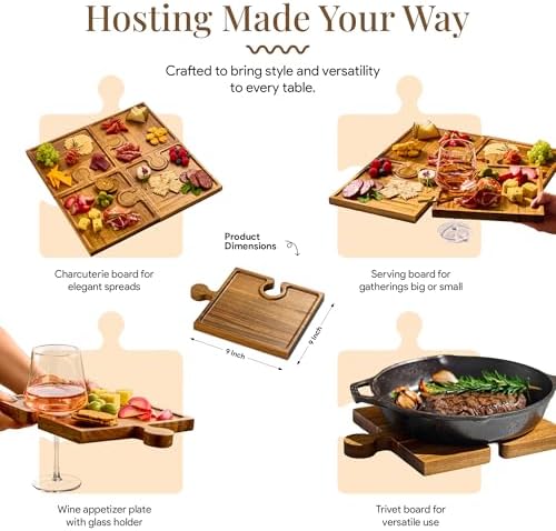 Homesphere Wooden Charcuterie Boards, Appetizer Tray for Parties &