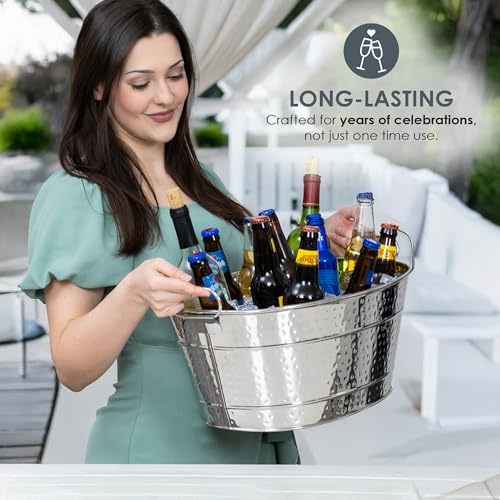 BREKX Stainless Steel Beverage Tub for Parties, Medium (4 Gal), Oval