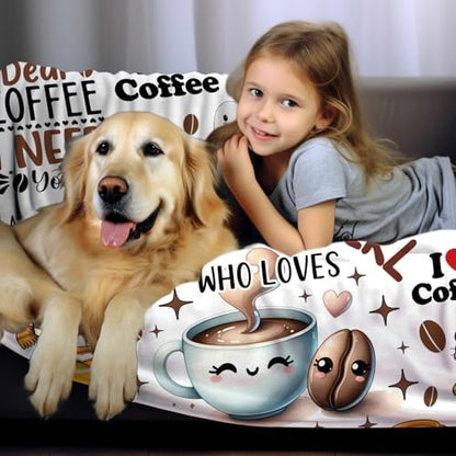 Coffee Blanket Gifts for Women Drink Lovers,Cute Cafe Accessories