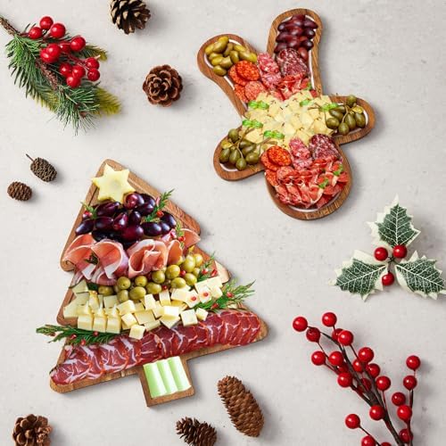 Ziliny 1 Set Mini Christmas Tree Cheese Board, Acacia Color