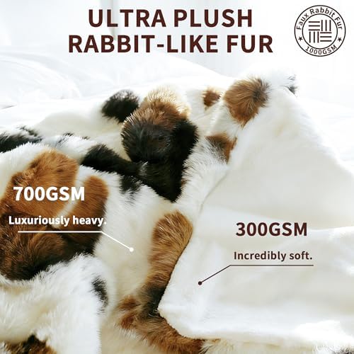 Ultra-Soft Fuzzy Faux Fur Throw Blanket,Cow Print,50x60 in