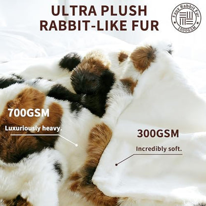 Ultra-Soft Fuzzy Faux Fur Throw Blanket,Cow Print,50x60 in