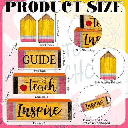 Croblissful 5 Pcs Back to School Tiered Tray Decor, Teacher Block