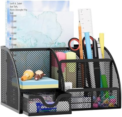 EasyPAG Mesh Desk Organizer with Drawer Multi-functional Pen Holder