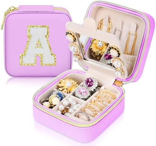 Initial Travel Jewelry Box Case Organizer, Teen Girls Gifts, Small