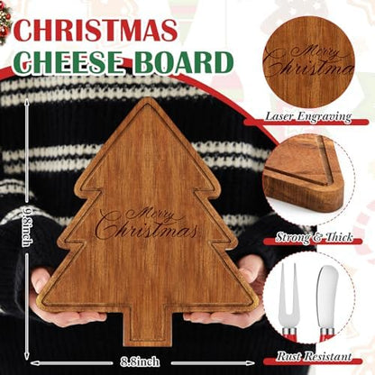 Ziliny 1 Set Mini Christmas Tree Cheese Board, Acacia Color