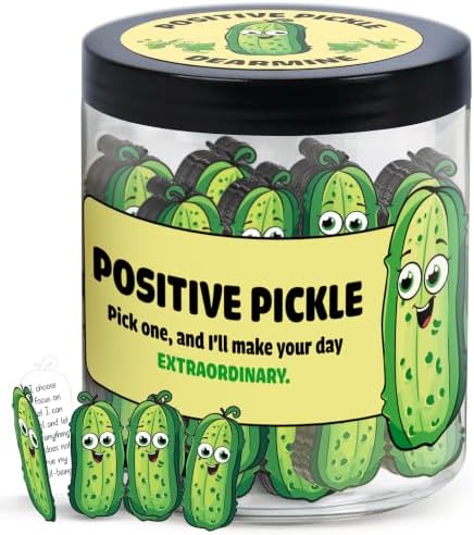 DEARMINE 60 Positive Pickle Cards Jar, Birthday Gifts for Women