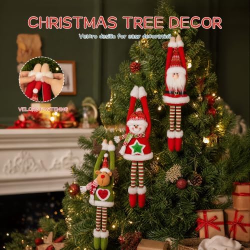 Christmas Hanging Plush Decorations for Home, 3 Pack Long Legs Santa