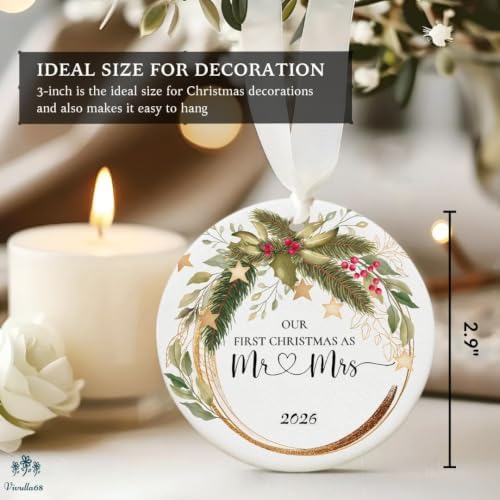 Wedding Gifts for Couple, Our First Christmas Married Ornament 2026