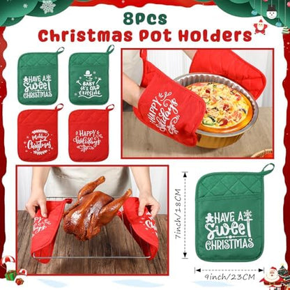 Chengu 58 Pcs Christmas Kitchen Gift Set Merry Christmas Pot Holders