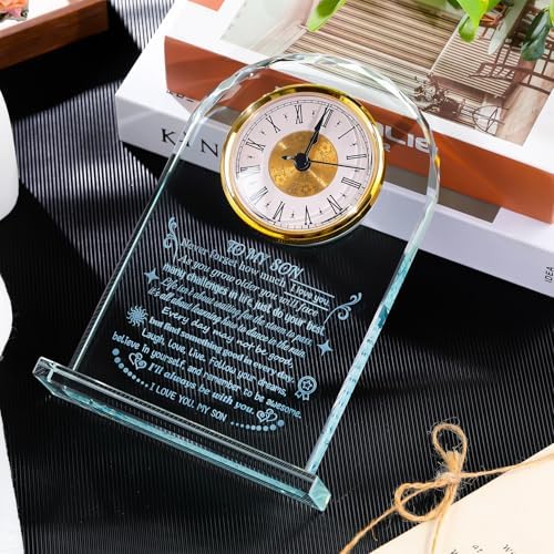 Arikyrist Crystal Clock Gifts for Son from Mom Dad on Birthday