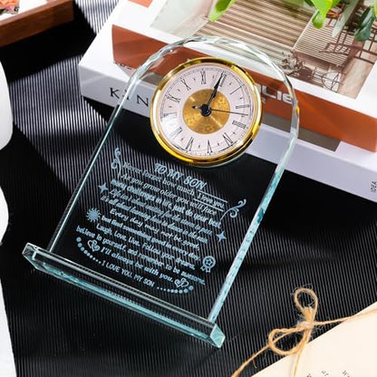 Arikyrist Crystal Clock Gifts for Son from Mom Dad on Birthday
