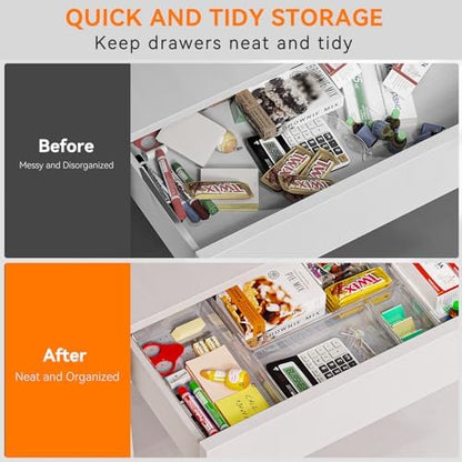 6 Pack Large Clear Plastic Drawer Organizer Trays, Acrylic Kitchen