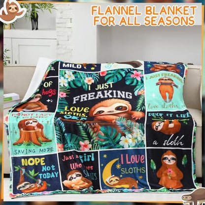 Buryeah 9 Pcs Sloth Gifts Set Blanket Mug Bag Socks Sloth